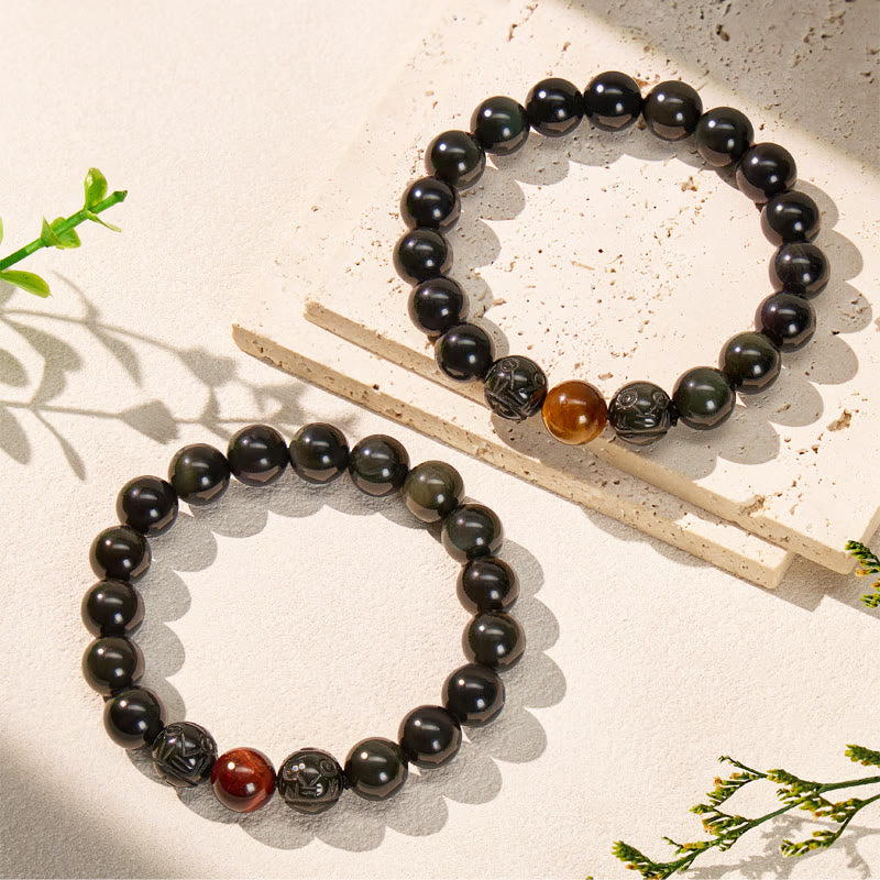 FuAttract Ultimate Protection & Balance Obsidian & Tiger Eye Beaded Pixiu Bracelet - image 4