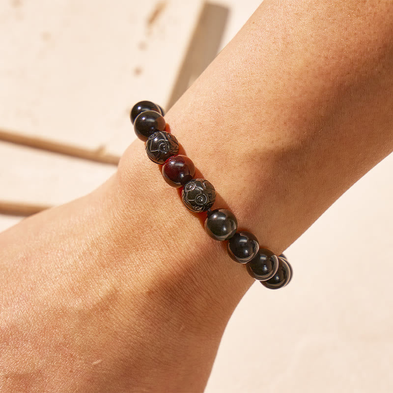 FuAttract Ultimate Protection & Balance Obsidian & Tiger Eye Beaded Pixiu Bracelet - image 3