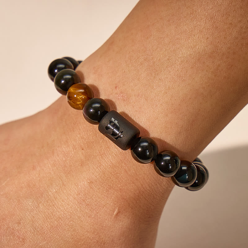 FuAttract Luck & Spiritual Protection Obsidian with Tiger Eye Chinese Zodiac Bracelet - image 3