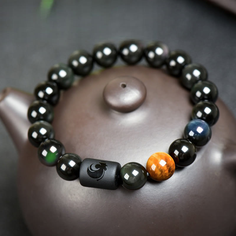 FuAttract Luck & Spiritual Protection Obsidian with Tiger Eye Chinese Zodiac Bracelet - Rooster - image 17