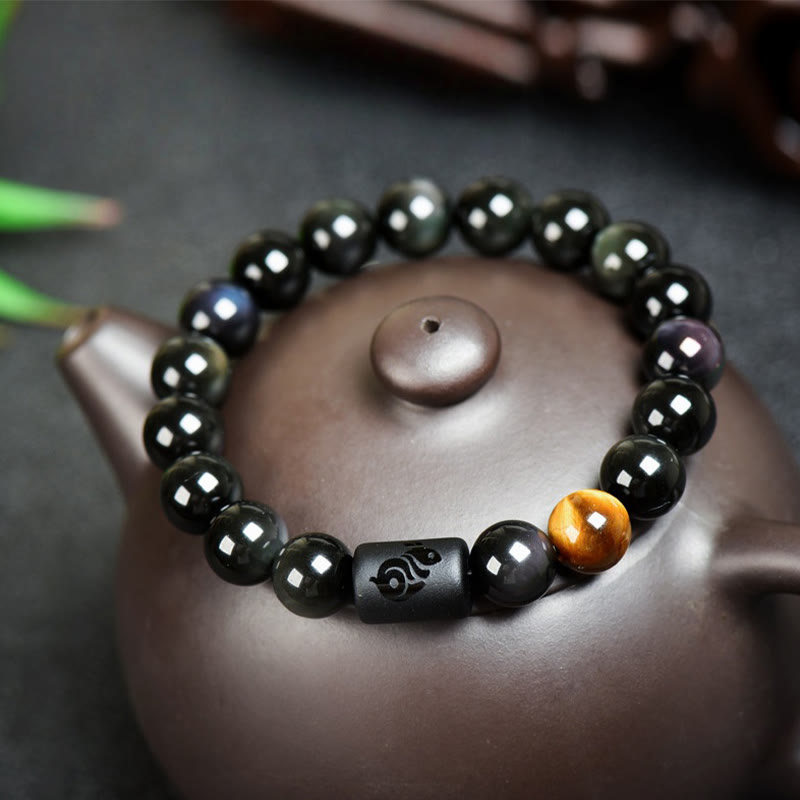 FuAttract Luck & Spiritual Protection Obsidian with Tiger Eye Chinese Zodiac Bracelet - Rabbit - image 12