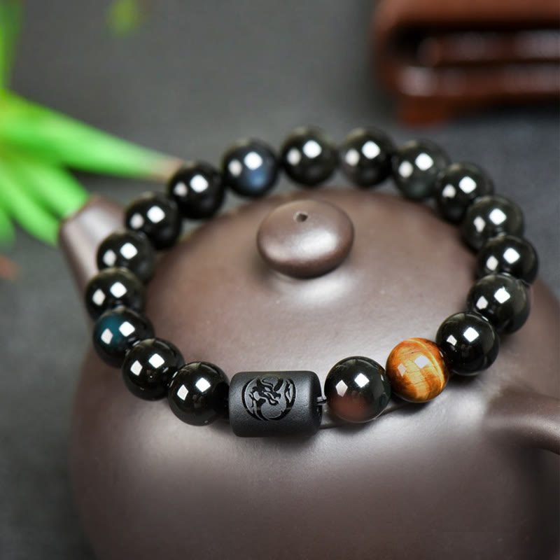 FuAttract Luck & Spiritual Protection Obsidian with Tiger Eye Chinese Zodiac Bracelet - Dragon - image 13