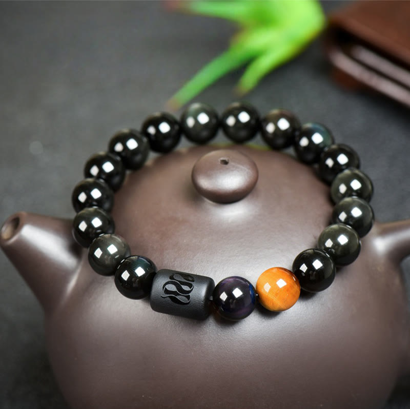 FuAttract Luck & Spiritual Protection Obsidian with Tiger Eye Chinese Zodiac Bracelet - Snake - image 14