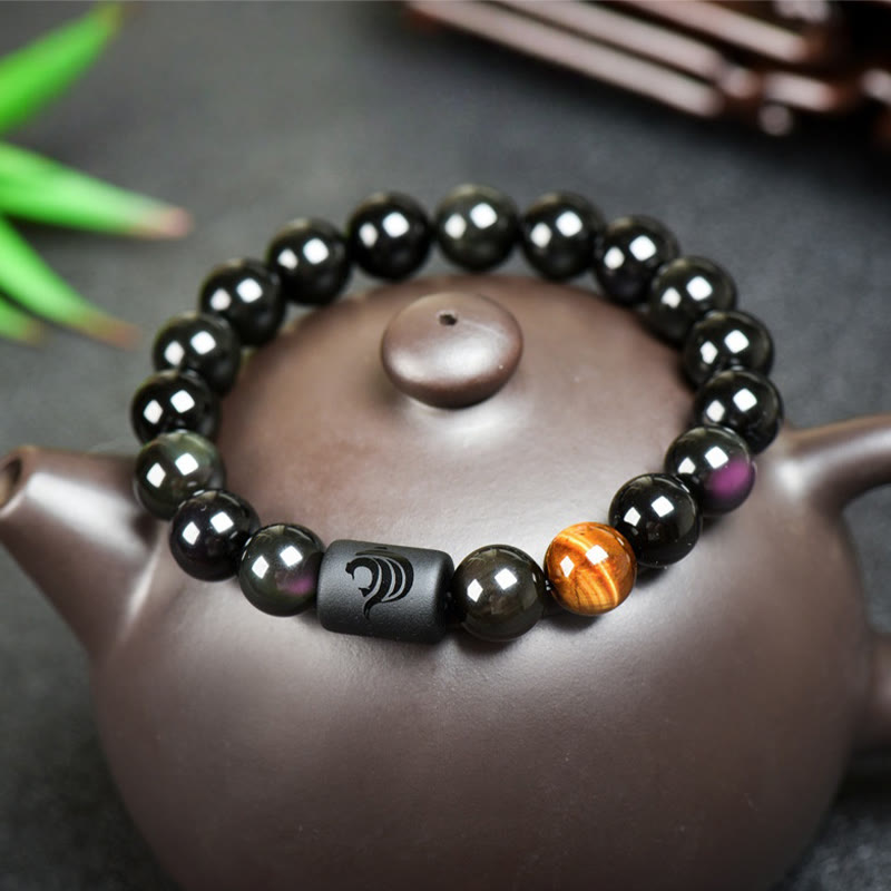 FuAttract Luck & Spiritual Protection Obsidian with Tiger Eye Chinese Zodiac Bracelet - Tiger - image 11