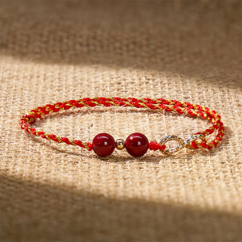 FuAttract Good Luck & Protection Infinity Charm with Cinnabar Beads Red String Bracelet - Red & Gold - image 3