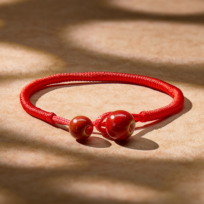 FuAttract Protection & Good Fortune Ceramic Beads Red String Abundance Bracelet - 14-19cm - image 0