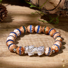 FuAttract Manifest Grounded Balance & Luck Banded Tibetan Agate Pixiu Bracelet - image 1