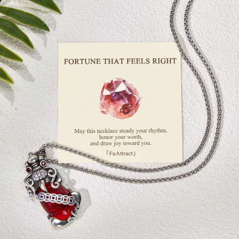 FuAttract Pixiu Garnet Copper Coin Necklace for Wealth & Luck - PiXiu&Chain - image 0