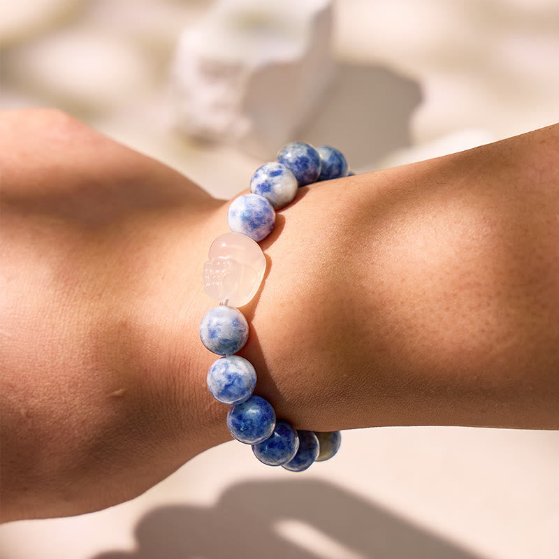 FuAttract Balance Prosperity Fortune Blue Dot & White Agate Pixiu Bracelet  - image 3