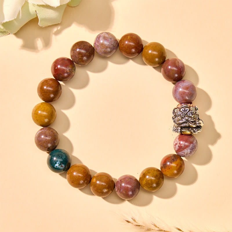 FuAttract Calm & Prosperity Ocean Agate Wealth & Protection Pixiu Bracelet - 10mm - image 2