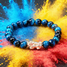 FuAttract Protection Prosperity Energy Blue Tiger Eye Silver Pixiu Bracelet - 8mm - image 0