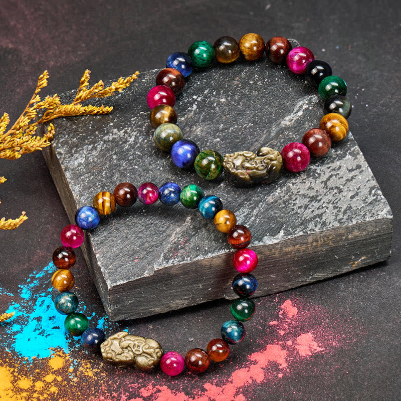 FuAttract Fortune Energy Focus & Protection Tiger's Eye Golden Obsidian Pixiu Bracelet - image 6