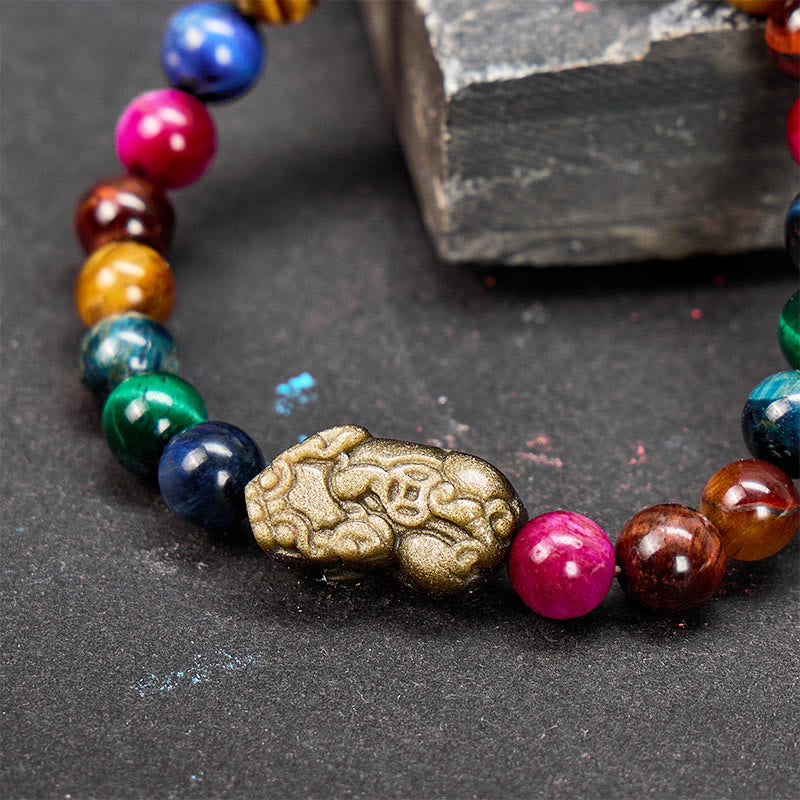 FuAttract Fortune Energy Focus & Protection Tiger's Eye Golden Obsidian Pixiu Bracelet - image 9