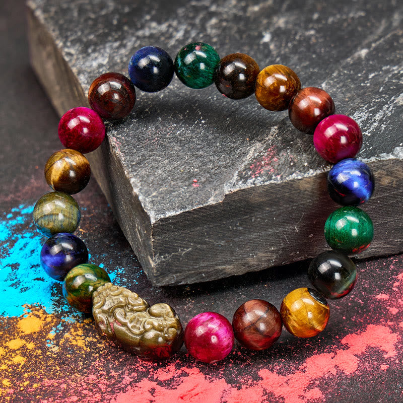 FuAttract Fortune Energy Focus & Protection Tiger's Eye Golden Obsidian Pixiu Bracelet - image 4