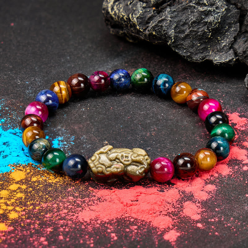 FuAttract Fortune Energy Focus & Protection Tiger's Eye Golden Obsidian Pixiu Bracelet - image 2
