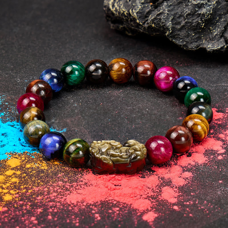 FuAttract Fortune Energy Focus & Protection Tiger's Eye Golden Obsidian Pixiu Bracelet - image 3