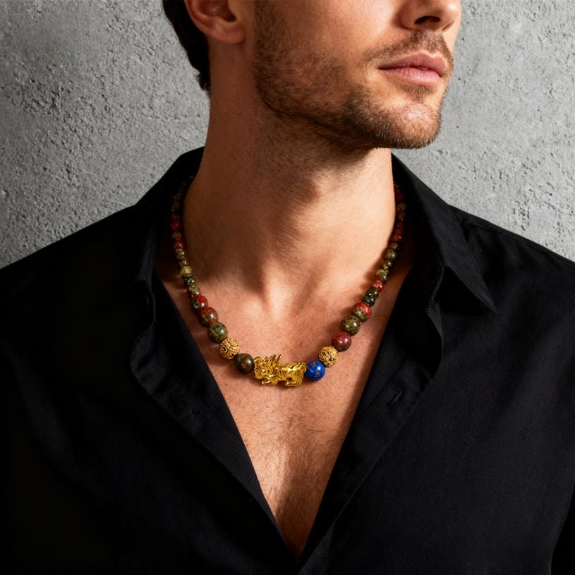 FuAttract Wealth Om Mani Mantra Obsidian Pixiu Protection Necklace - image 15