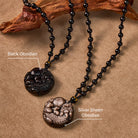 FuAttract Inner Strength & Protection - Silver & Black Obsidian Bead Necklace - image 2