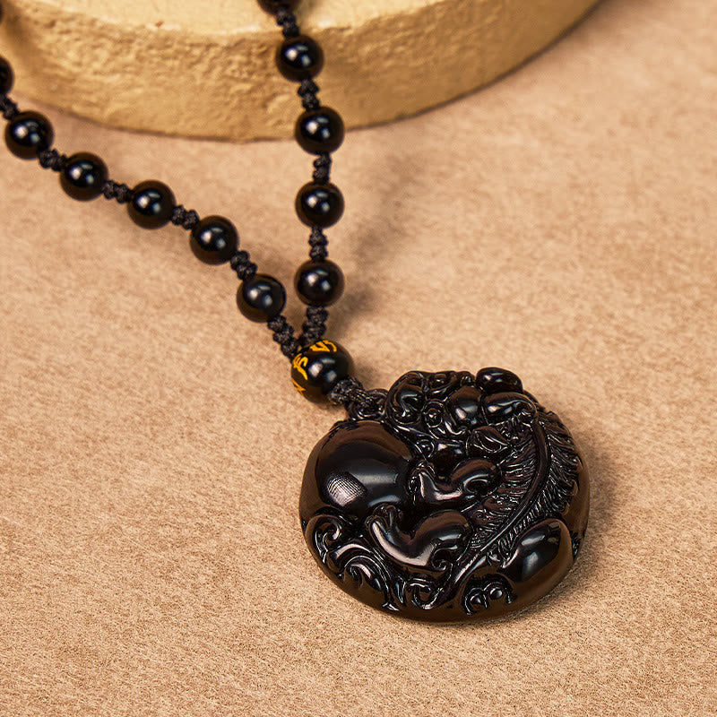 FuAttract Inner Strength & Protection - Silver & Black Obsidian Bead Necklace - image 12