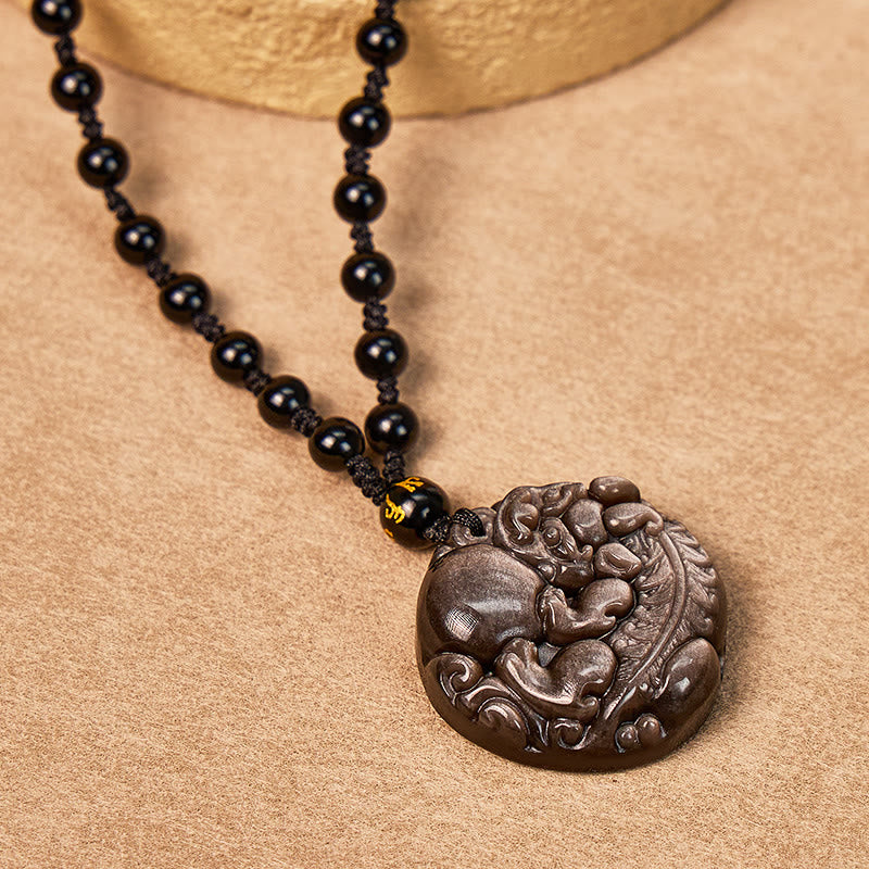 FuAttract Inner Strength & Protection - Silver & Black Obsidian Bead Necklace - image 10