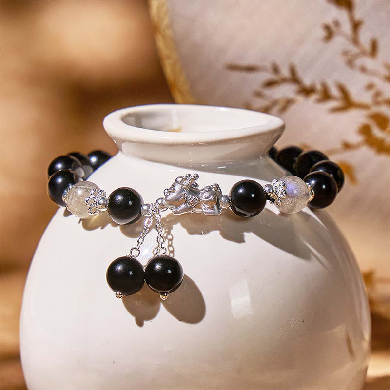 FuAttract Prosperity Fortune Energy Black Obsidian Cat's Eye Pixiu Bracelet  - image 2