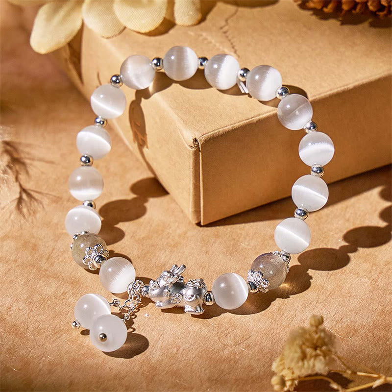 FuAttract Prosperity Fortune Energy Black Obsidian Cat's Eye Pixiu Bracelet  - image 10