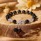 FuAttract Prosperity Fortune Energy Black Obsidian Cat's Eye Pixiu Bracelet  - Black Obsidian+Moonstone - image 0