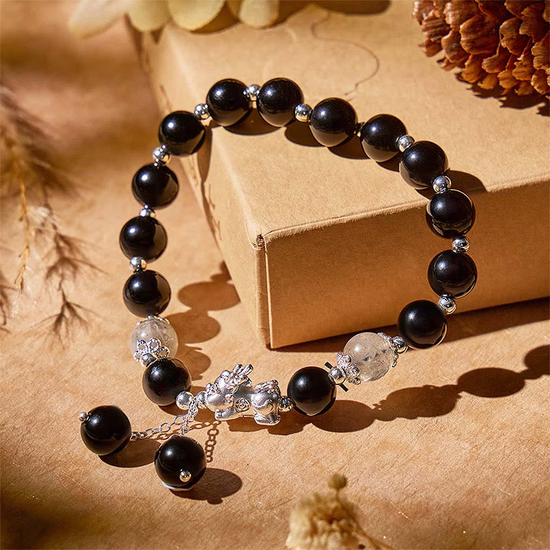 FuAttract Prosperity Fortune Energy Black Obsidian Cat's Eye Pixiu Bracelet  - image 1