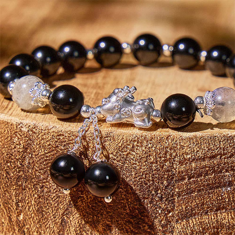 FuAttract Prosperity Fortune Energy Black Obsidian Cat's Eye Pixiu Bracelet  - image 4