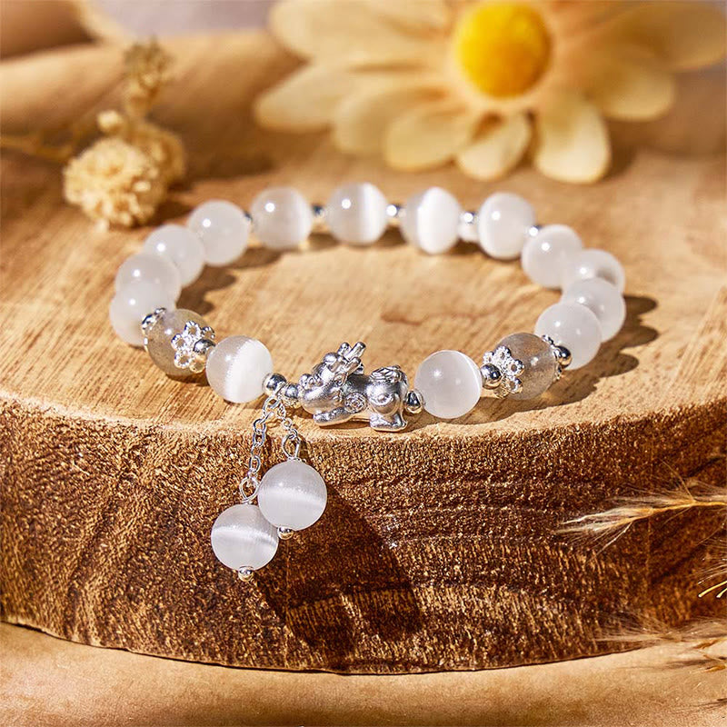 FuAttract Prosperity Fortune Energy Black Obsidian Cat's Eye Pixiu Bracelet  - Cat's Eye+Moonstone - image 9