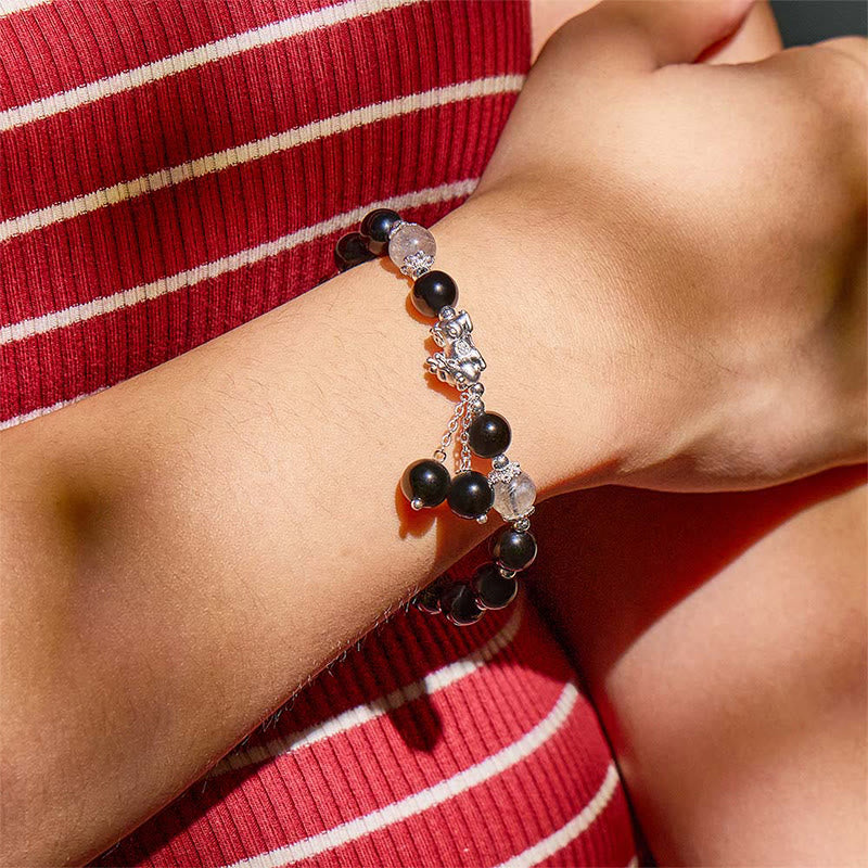 FuAttract Prosperity Fortune Energy Black Obsidian Cat's Eye Pixiu Bracelet  - image 3