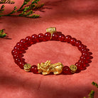FuAttract Emotional Balance & Wealth Protection Red & White Agate Pixiu Bracelet - Red - image 0