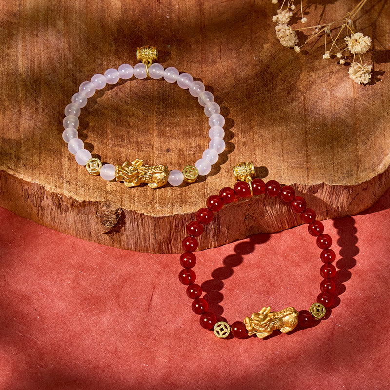 FuAttract Emotional Balance & Wealth Protection Red & White Agate Pixiu Bracelet - image 6
