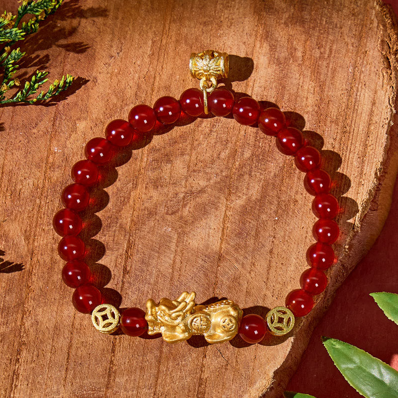 FuAttract Emotional Balance & Wealth Protection Red & White Agate Pixiu Bracelet - image 4