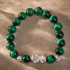 FuAttract Courage Protection – Black Obsidian Tiger's Eye Malachite S999 Silver Pixiu Bracelet - image 14