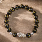 FuAttract Courage Protection – Black Obsidian Tiger's Eye Malachite S999 Silver Pixiu Bracelet - image 1