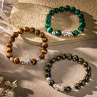 FuAttract Courage Protection – Black Obsidian Tiger's Eye Malachite S999 Silver Pixiu Bracelet - image 3