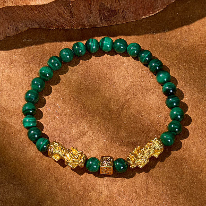 FuAttract Energy Courage Healing Malachite Black Obsidian Red Agate Pixiu Bracelet - image 1