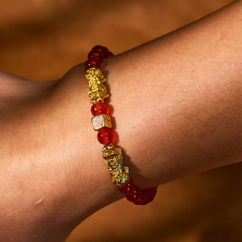 FuAttract Energy Courage Healing Malachite Black Obsidian Red Agate Pixiu Bracelet - image 18