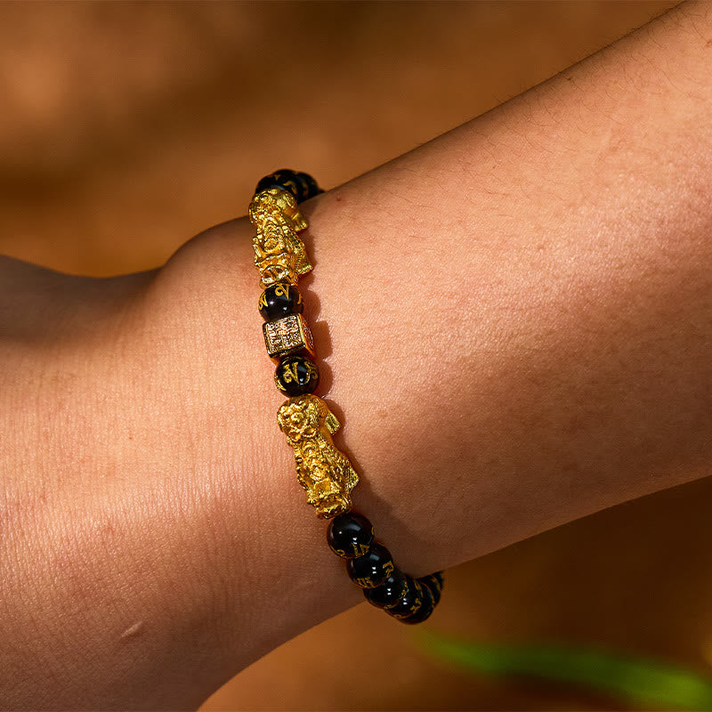 FuAttract Energy Courage Healing Malachite Black Obsidian Red Agate Pixiu Bracelet - image 11