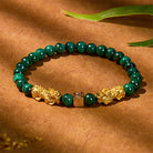 FuAttract Energy Courage Malachite Black Obsidian Red Agate Om Mani Padme Hum Pixiu Bracelet - Malachite - image 0