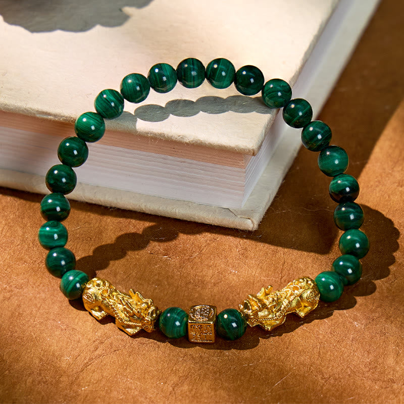 FuAttract Energy Courage Malachite Black Obsidian Red Agate Om Mani Padme Hum Pixiu Bracelet - image 2