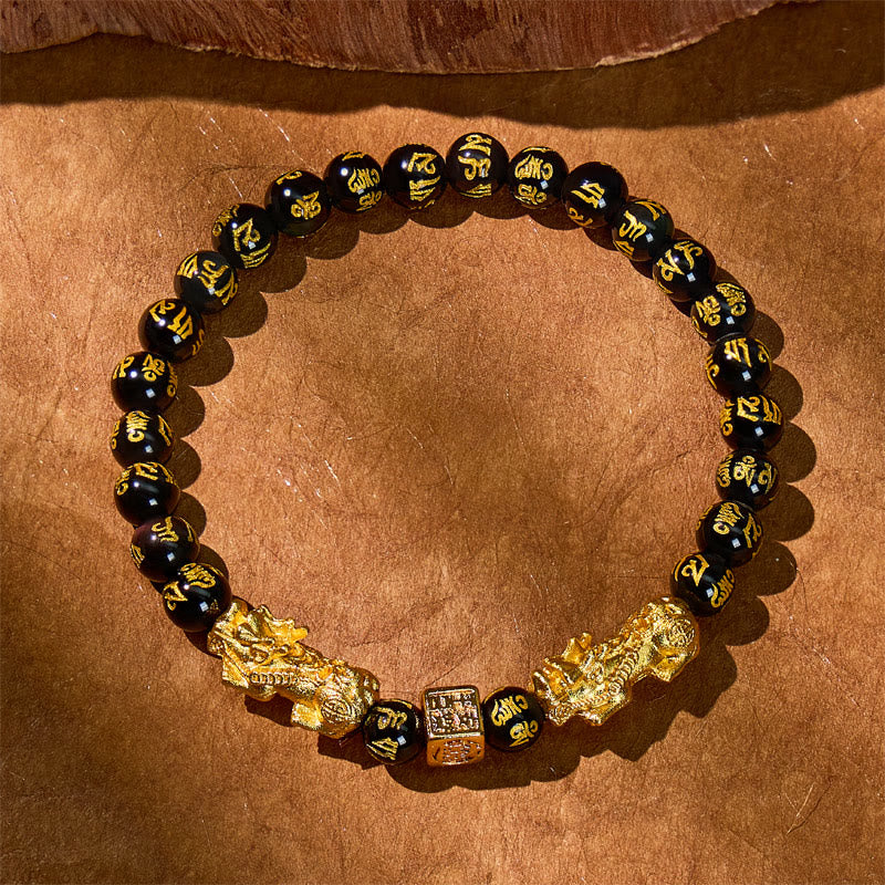 FuAttract Energy Courage Healing Malachite Black Obsidian Red Agate Pixiu Bracelet - image 9