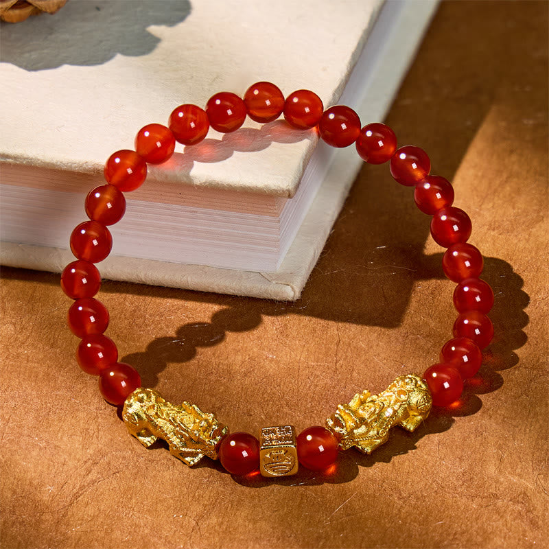 FuAttract Energy Courage Malachite Black Obsidian Red Agate Om Mani Padme Hum Pixiu Bracelet - image 17