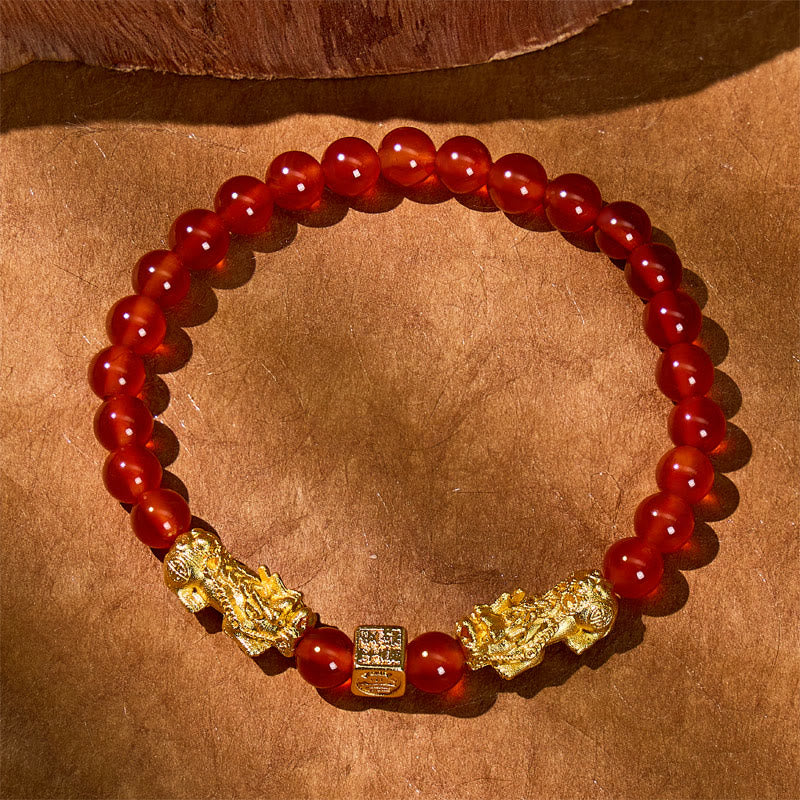 FuAttract Energy Courage Healing Malachite Black Obsidian Red Agate Pixiu Bracelet - image 16