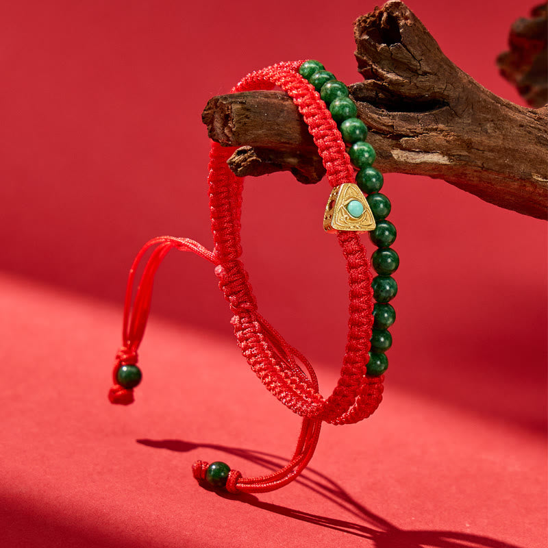FuAttract Wealth Prosperity Harmony Inner Strength Jade Evil Eye Red String Bracelet - image 1