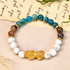 FuAttract Protection Wealth Balance White Turquoise Apatite Petrified Wood Pixiu Bracelet - image 1