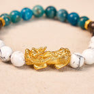 FuAttract Protection Wealth Balance White Turquoise Apatite Petrified Wood Pixiu Bracelet - image 4