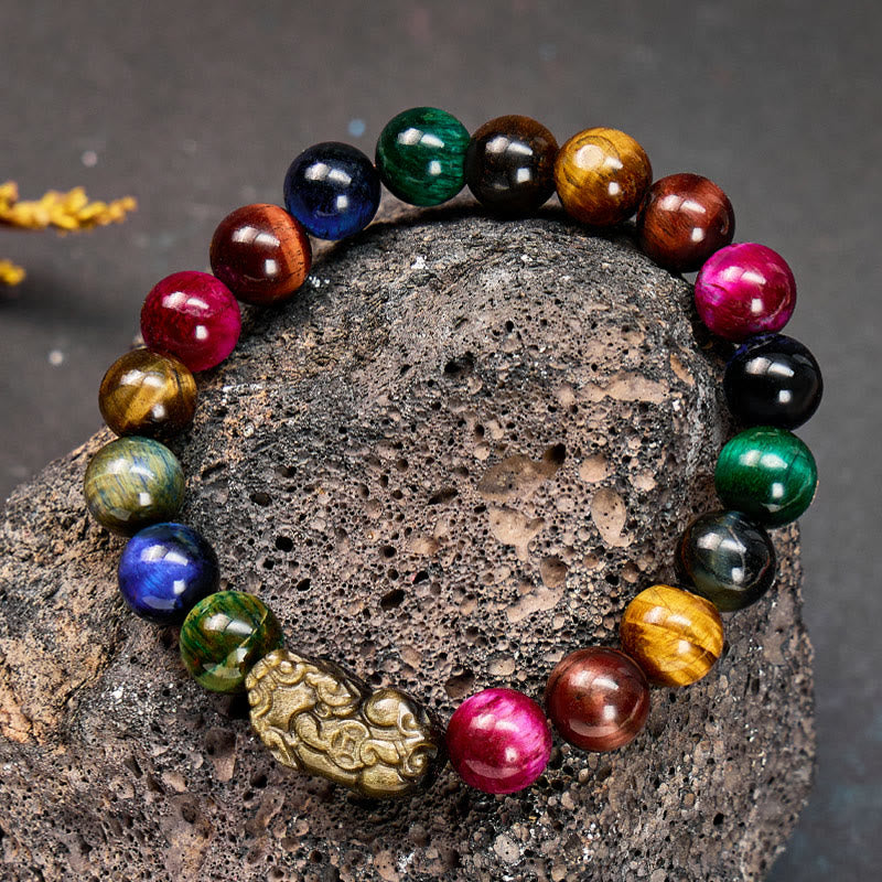 FuAttract Fortune Energy Focus & Protection Tiger's Eye Golden Obsidian Pixiu Bracelet - image 5