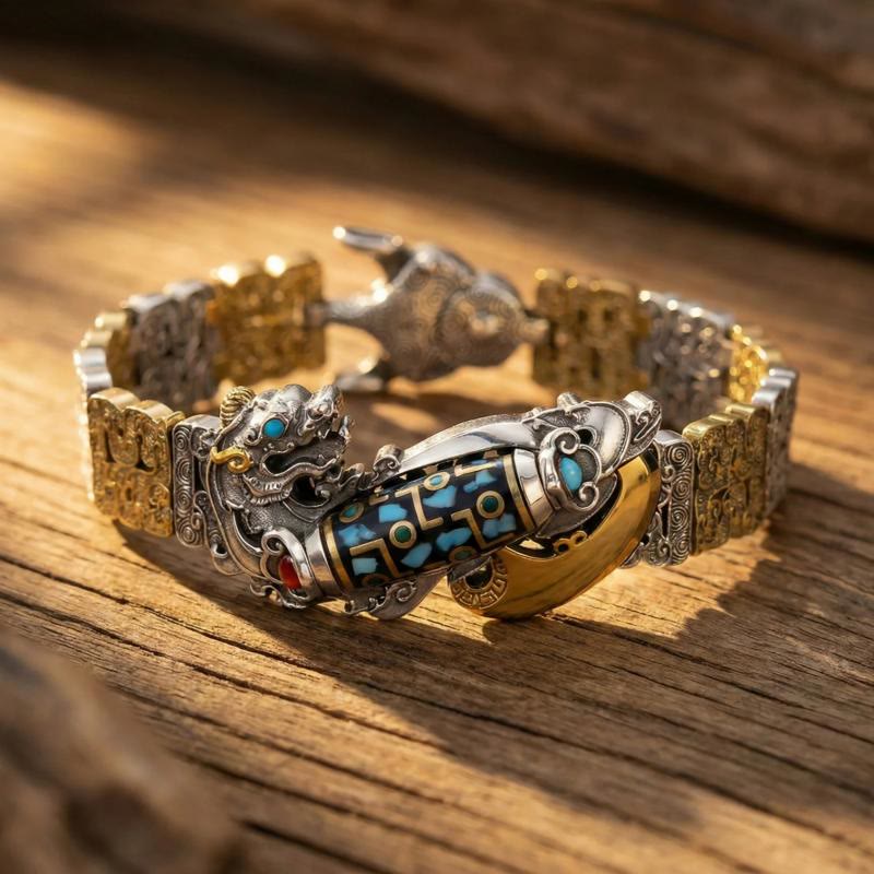 FuAttract Fortune Guardian Bracelet – Pixiu + Nine-Eyed Dzi Bead - 8.5in/21.5cm - image 0